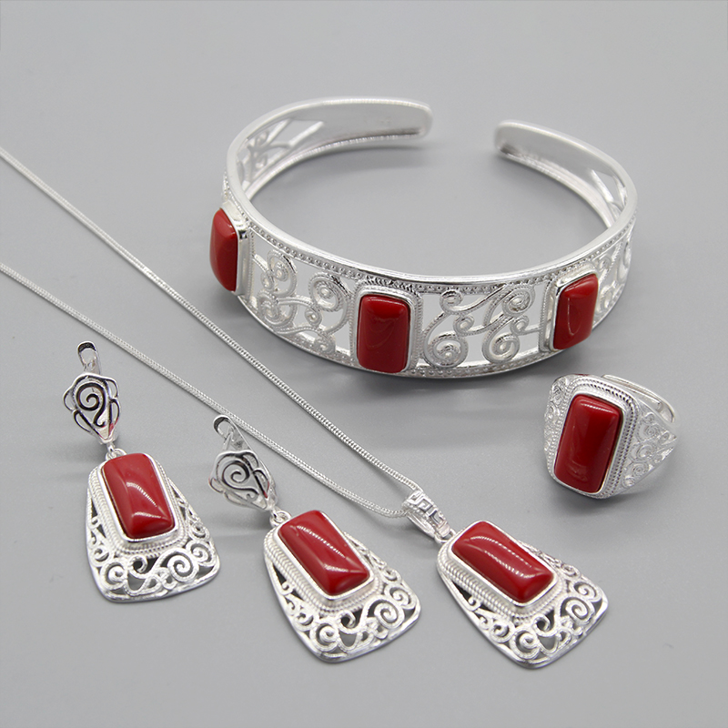 Ethnic Style Jewelry Mongolian Tibetan Three-piece..